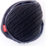 Winter Warm Wool Ear Bag Back-Wearing Foldable Plush Earmuffs  Size:Free Size(Black Twist Yarn)