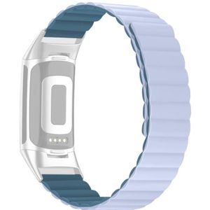 Voor Fitbit Charge 5 Silicone Magnetic Watchband (Peacock Blue)