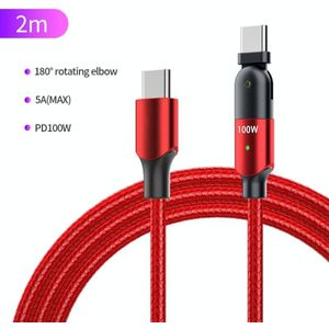 FXCTL-WYA09 100W 5A USB-C / Type-C to Type-C 180 Degree Rotating Elbow Fast Charging Cable  Length:2m(Red)