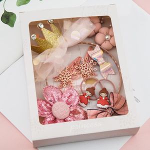 Cute Hair Accessories for Girls Mesh Bowknot Crown Headband Hair Accessories Set(Pink)
