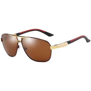 Men Fashion UV400 Aluminium-magnesium Alloy Frame Polarized Sunglasses (Gold & Tawny + Tawny)