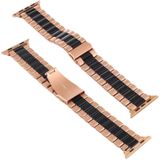 Voor Apple Watch Series 6 & SE & 5 & 4 44mm / 3 & 2 & 1 42mm roestvrij stalen polsband horlogeband (zwart goud)