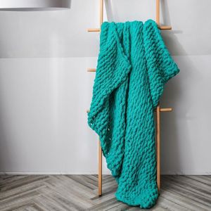 Handgemaakte dikke wol gebreide deken bank Chenille Stok gebreide deken  grootte: 130 x 160 CM (Groen)