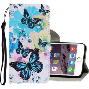 Coloured Drawing Pattern Horizontal Flip PU Leather Case with Holder & Card Slots & Wallet & Lanyard For iPhone 8 Plus & 7 Plus(Purple Butterfly)