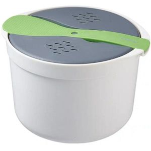 Kitchenware Microwave Oven Utensils Rrice Cooker Heating Steamer Pot Steamed Rice Box(Forest Green)