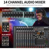 XTUGA B1404FX 14 Kanalen Bluetooth Audio Mixer Digitale DJ Controller Sound Mixing Console (EU Plug)
