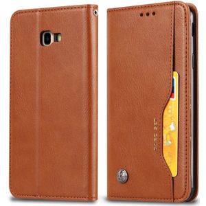 Knead Skin Texture Horizontal Flip Leather Case for Galaxy J4+  with Photo Frame & Holder & Card Slots & Wallet(Brown)