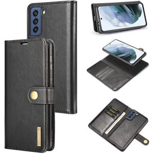 For Samsung Galaxy S21 FE DG.MING Crazy Horse Texture Flip Detachable Magnetic Leather Case with Holder & Card Slots & Wallet(Black)