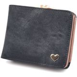 Women Mini Leather Clutch Card Holder Short Wallet(Black)
