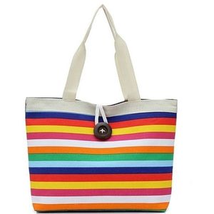 3 PCS Color Canvas Stripe Contrast Color Shoulder Bag Casual Trend Large Capacity Handbag Green Shopping Bag(Yellow)