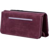 For iPhone XR Skin Feel Zipper Horizontal Flip Leather Case with Holder & Card Slots & Photo Frame & Lanyard & Long Rope(Wine Red)
