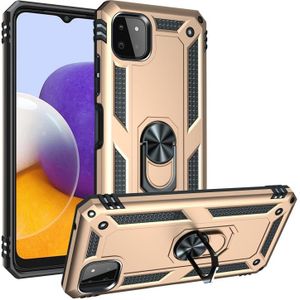 For Samsung Galaxy A22 5G Shockproof TPU + PC Protective Case with 360 Degree Rotating Holder(Gold)