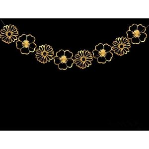 Hollow Flowers Leaves Wall Applique String Decoration Wedding Birthday Party Holiday Decoration  Style:Section C Hollow Flower(Gold)