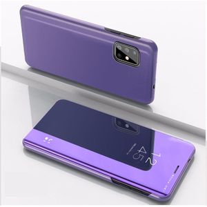 For Galaxy A71 Plated Mirror Horizontal Flip Leather with Stand Mobile Phone Holster(Purple Blue)