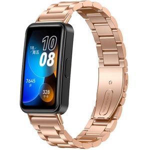 Voor Huawei Band 8 16 mm drie soorten metalen vervangende horlogeband (roségoud)