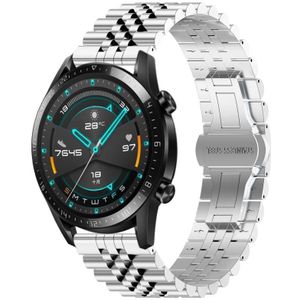 Voor Huawei Watch GT 42mm/46mm / GT2 46mm Five Bull Halfronde roestvrijstalen horlogeband + riemverwijderingsgereedschap
