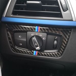 Three Color Carbon Fiber Car Headlight Switch Decorative Sticker for BMW F30 2013-2017 / F34 2013-2017