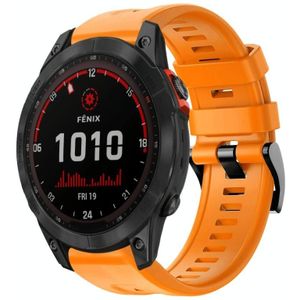 Voor Garmin Fenix 7 Solar Metalen Gesp Effen Kleur Siliconen Horlogeband (Oranje)