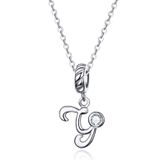 S925 Sterling Silver 26 English Letter Pendant DIY Bracelet Necklace Accessories  Style:Y