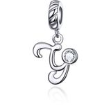 S925 Sterling Silver 26 English Letter Pendant DIY Bracelet Necklace Accessories  Style:Y