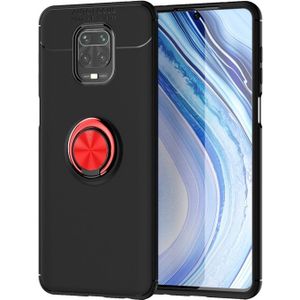 For Xiaomi Redmi Note 9 Pro Max Metal Ring Holder 360 Degree Rotating TPU Case(Black+Red)