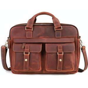 6360 Men Business Briefcase 17 Inch Laptop Computer Messenger Bag(Red Brown)