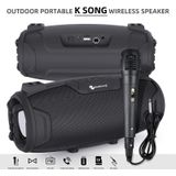 NewRixing NR3026M TWS Outdoor Portable K-song Wireless Bluetooth Speaker High-power Aduio Amplifer with Shoulder Strap & Microphone  Support TF Card / FM(Black)