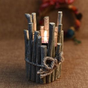Christmas Decorations Retro Candlestick Home Decoration Candle Tube Creative Props Wood Crafts  Without Cnadle