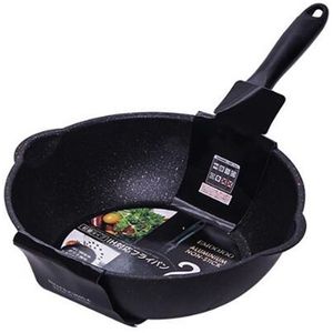 Thick Bottom Maifan Stone Household Small Frying Pan Non Stick Pan Deep Frying Pan  Color:26cm Black Without Cover