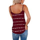 V-neck Striped Sleeveless T-Shirt Camisole for Ladies (Color:Wine Red Size:L)