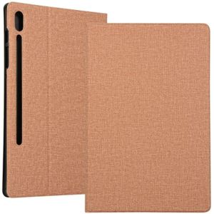 For Samsung Galaxy Tab S7 T870 (2020) Voltage Stretch Fabric Texture Horizontal Flip Leather Case with Holder(Golden)