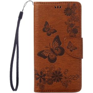 For  iPhone 8 & 7  Pressed Flowers Butterfly Pattern Horizontal Flip Leather Case with Holder & Card Slots & Wallet(Brown)