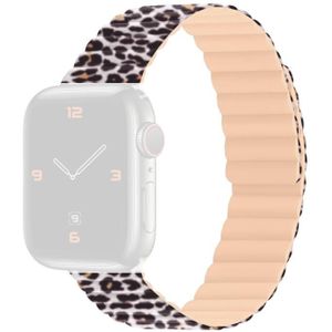 Magnetische camouflage siliconen vervangende riem watchband voor Apple Watch Series 7 & 6 & se  5 & 4 44mm/3 & 2 & 1 42mm (Leopard)