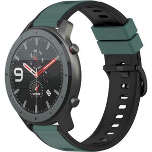 Voor Amazfit GTR 47 mm 22 mm tweekleurige siliconen horlogeband (olijfgroen + zwart)