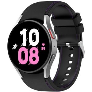 Voor Samsung Galaxy Watch5 / Watch5 Pro / Watch4 Universele lederen textuur siliconen horlogeband (zwart + paars)