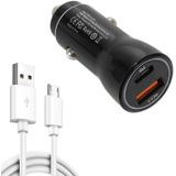 P21 Portable PD 20W + QC3.0 18W Dual Ports Fast Car Charger with USB to Micro USB Cable Kit(Black)