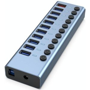 11 in 1 USB 3.0 HUB Splitter with Independent Switch & 12V 4A Power Supply