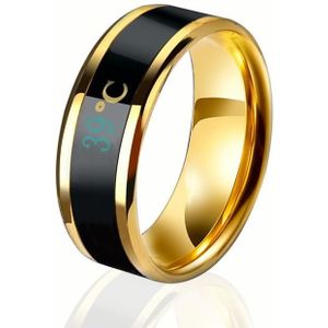 6 PCS Smart Temperature Ring Stainless Steel Personalized Temperature Display Couple Ring  Size: 8(Yellow)