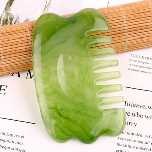 10 PCS Resin Scraping Sheet Massage Facial Tendon Stick Beauty Salon Shave Board Acupuncture Pen  Color Classification: Emerald Green Meridian Comb