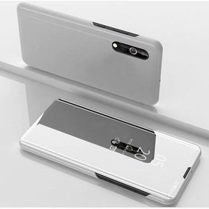 For Xiaomi Redmi 9A Plated Mirror Horizontal Flip Leather Case with Holder(Silver)