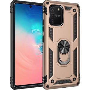 For Galaxy A91 / S10 Lite Shockproof TPU + PC Protective Case with 360 Degree Rotating Holder(Gold)