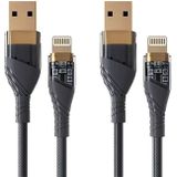 2st 2.4A USB naar 8-pins transparante snellaadgegevenskabel  lengte: 1m