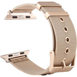 For Apple Watch Series 6 & SE & 5 & 4 44mm / 3 & 2 & 1 42mm Milanese Stainless Steel Double Buckle Watchband(Retro Gold)