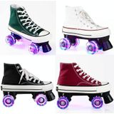 Flash Roller Skates Schoenen Volwassen Kinderen Vierwielige Canvas Roller Skates Schoenen Dubbele Rij Roller Skates Schoenen  Maat: 37 (Donkergroen + Speciale Tas)