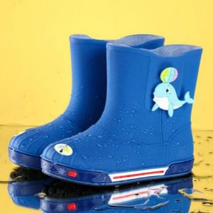 Kinderen anti slip plus fluweel warme cartoon korte regen laarzen  grootte: innerlijke lengte 18cm  stijl: zonder katoen cover (donkerblauw)
