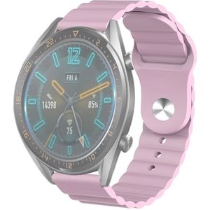 22mm For Huawei Watch GT2e / GT2 46mm Reverse Buckle Wave Silicone Strap(Light Purple)