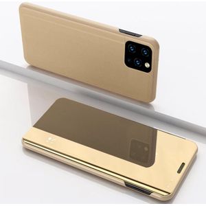 For Xiaomi Mi 11 Lite Plated Mirror Horizontal Flip Leather Case with Holder(Gold)