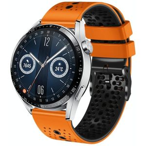 Voor Huawei Watch GT3 46 mm 22 mm geperforeerde tweekleurige siliconen horlogeband (oranje + zwart)