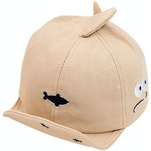 C0363 Cartoon Shark Pattern Baby Peaked Cap Cotton Hat  Size: 46cm Adjustable(Beige)