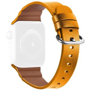 Replacement Genuine Leather Watchbands For Apple Watch Series 6 & SE & 5 & 4 44mm / 3 & 2 & 1 42mm(Yellow)